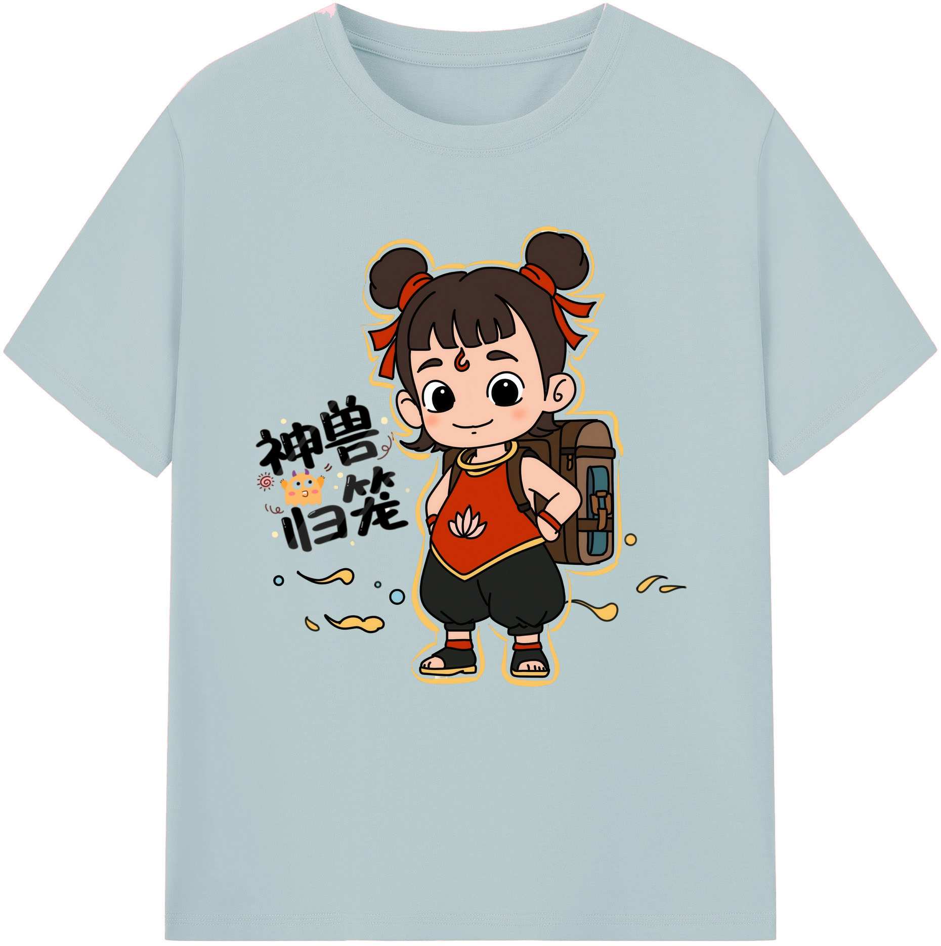 （画像用） Ne Zha 2 ナタ 魔童の大暴れ 綿100％半袖Tシャツ（フロントプリント）
